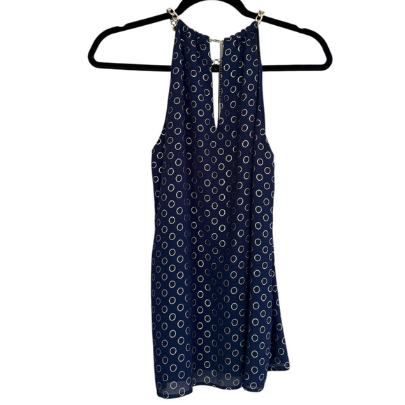 Michael Kors Navy Sleeveless Dress with Chain Accent and Gold Circle Design - Picture 6 of 10
